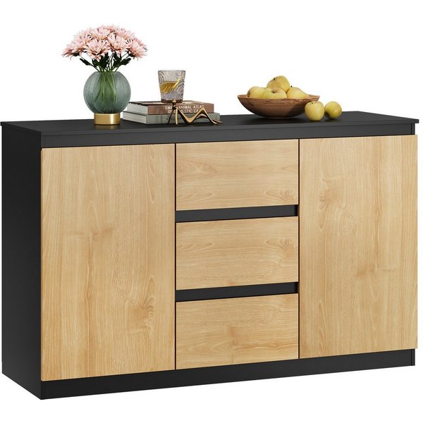WLIVE Sideboard Kommode, Breite 120 cm, Sideboard mit 3 Schubladen & 1 Tür, (Packung, leise Schienen, viel Stauraum)