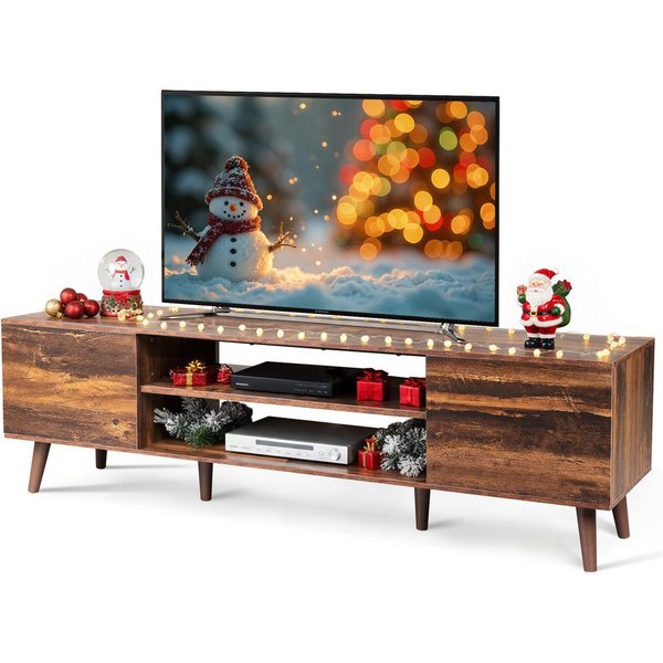 WLIVE TV-Schrank Lowboard mit 2 Türen, Fernsehschrank für Fernseher bis zu 55/60 Zoll, (Packung, 160 cm lang) verstellbare Ablagen, für Wohnzimmer, Schlafzimmer