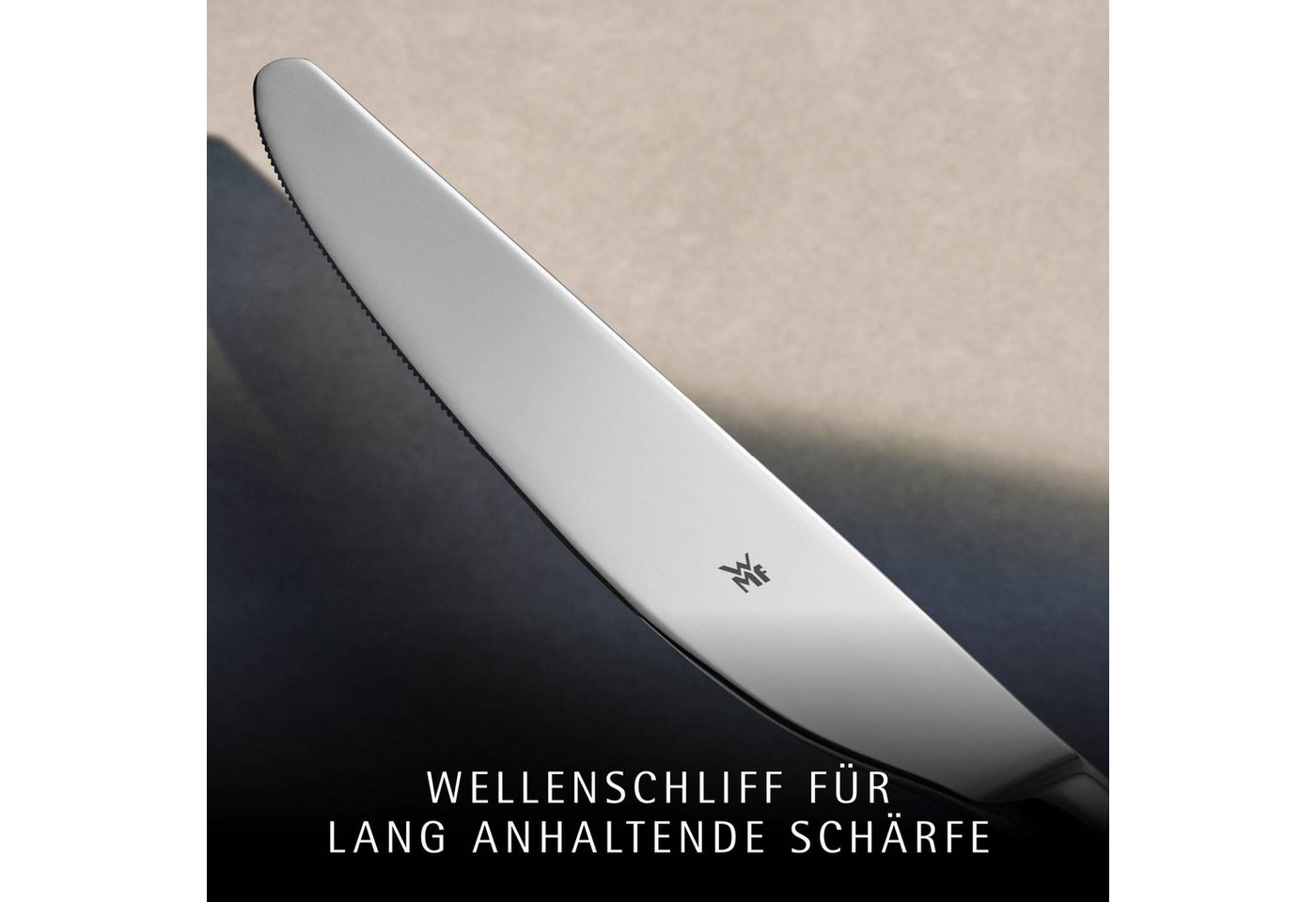 WMF Besteck-Set Boston in edler Optik, ergonomische Haptik, Messer mit Wellenschliff (30-tlg), 6 Personen, Cromargan® Edelstahl Rostfrei 18/10, optimale Schärfe – Bild 5 von 5