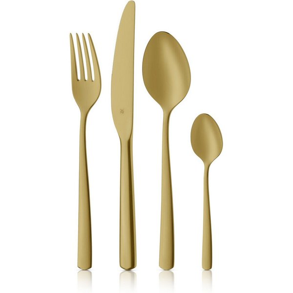 WMF Besteck-Set Boston in edler Optik, ergonomische Haptik, Messer mit Wellenschliff (24-tlg), 6 Personen, Cromargan® Edelstahl Rostfrei 18/10, optimale Schärfe
