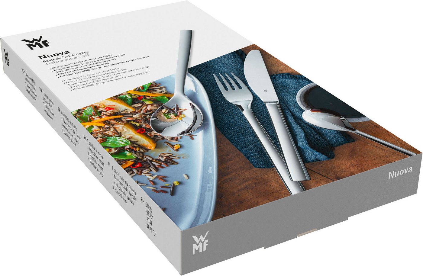 WMF Besteck-Set Nuova (4-tlg), 1 Personen, Cromargan® Edelstahl Rostfrei 18/10, 4-tlg., Cromargan Edelstahl rostfrei 18/10, Geschenkverpackung – Bild 2 von 3