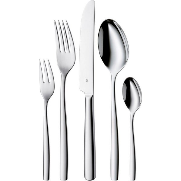 WMF Besteck-Set Palma in klassisch-stilsicherer Optik, ergonomisch, Wellenschliff (60-tlg), 12 Personen, Cromargan® Edelstahl Rostfrei 18/10, spülmaschinengeeig