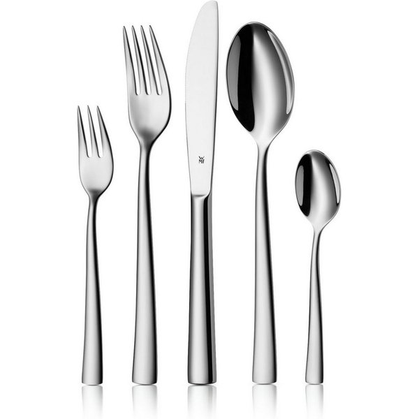 WMF Besteck-Set Philadelphia in schlanker Optik, ergonomische Haptik, Wellenschliff (60-tlg), 12 Personen, Cromargan® Edelstahl Rostfrei 18/10, spülmaschinengee