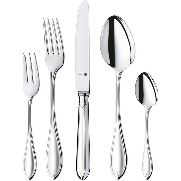 WMF Besteck-Set Premiere in klassisch-eleganter Optik, ergonomisch, Wellenschliff (66-tlg), 12 Personen, Cromargan® Edelstahl Rostfrei 18/10, spülmaschinengeeig
