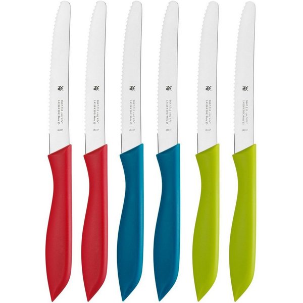 WMF Besteck-Set Vespermesser, Klinge mit Wellenschliff aus Spezialklingenstahl (6-tlg), 6 Personen, Klingenstahl, ideal für Brotzeit, multifunktional spülmaschi