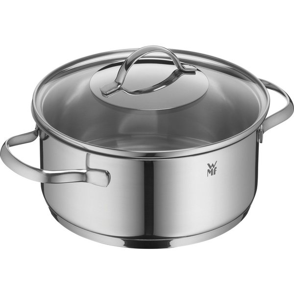 WMF Bratentopf Provence Plus, Cromargan® Edelstahl Rostfrei 18/10 (2-tlg), breiter Schüttrand, elegant, langlebig, spülmaschinengeeignet