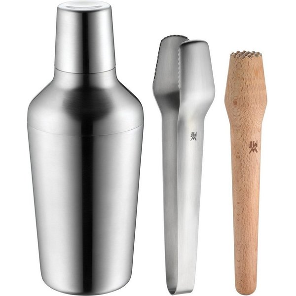 WMF Cocktail Shaker Clever & More Bar-Set, 4-teilig, Cromargan® Edelstahl rostfrei 18/10, (1x Cocktail Shaker (Höhe 24 cm, Volumen 0,7l), 1x Barsieb, 1x Barmaß 