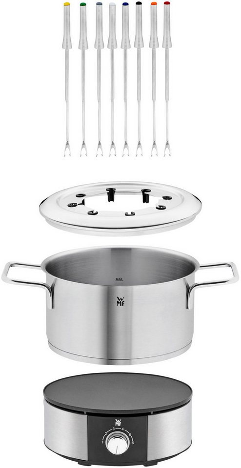 WMF Elektro-Fondue LONO, mit Spritzschutzring, farblich markierte Fondue-Gabeln, 8 Fonduegabeln, 1,2 l, spülmaschinengeeignete Teile, LED-Ring, auch zum Warmhal – Bild 5 von 5