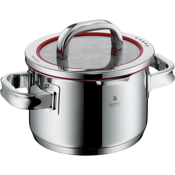 WMF Fleischtopf Function 4, Cromargan® Edelstahl Rostfrei 18/10 (2-tlg), wärmereduzierende Griffe, mit 4 Abgießfunktionen, Innenskalierung