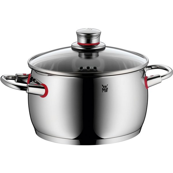 WMF Fleischtopf Quality One, Cromargan® Edelstahl Rostfrei 18/10 (2-tlg), Cool+ Technologie für wärmereduzierte Griffe, breiter Schüttrand