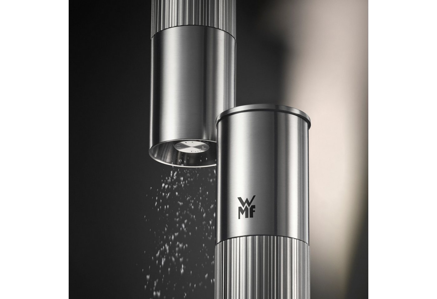 WMF Gewürzmühle Signature Pro, aus Edelstahl manuell, (1 Stück), Keramikmahlwerk, einstellbarer Mahlgrad, magnetischer Deckel – Bild 2 von 5