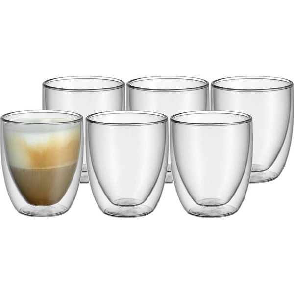 WMF Gläser-Set Kult Coffee, doppelwandige Thermogläser, 6-tlg., Glas, hält die perfekte Trinktemperatur, kondensationsfrei
