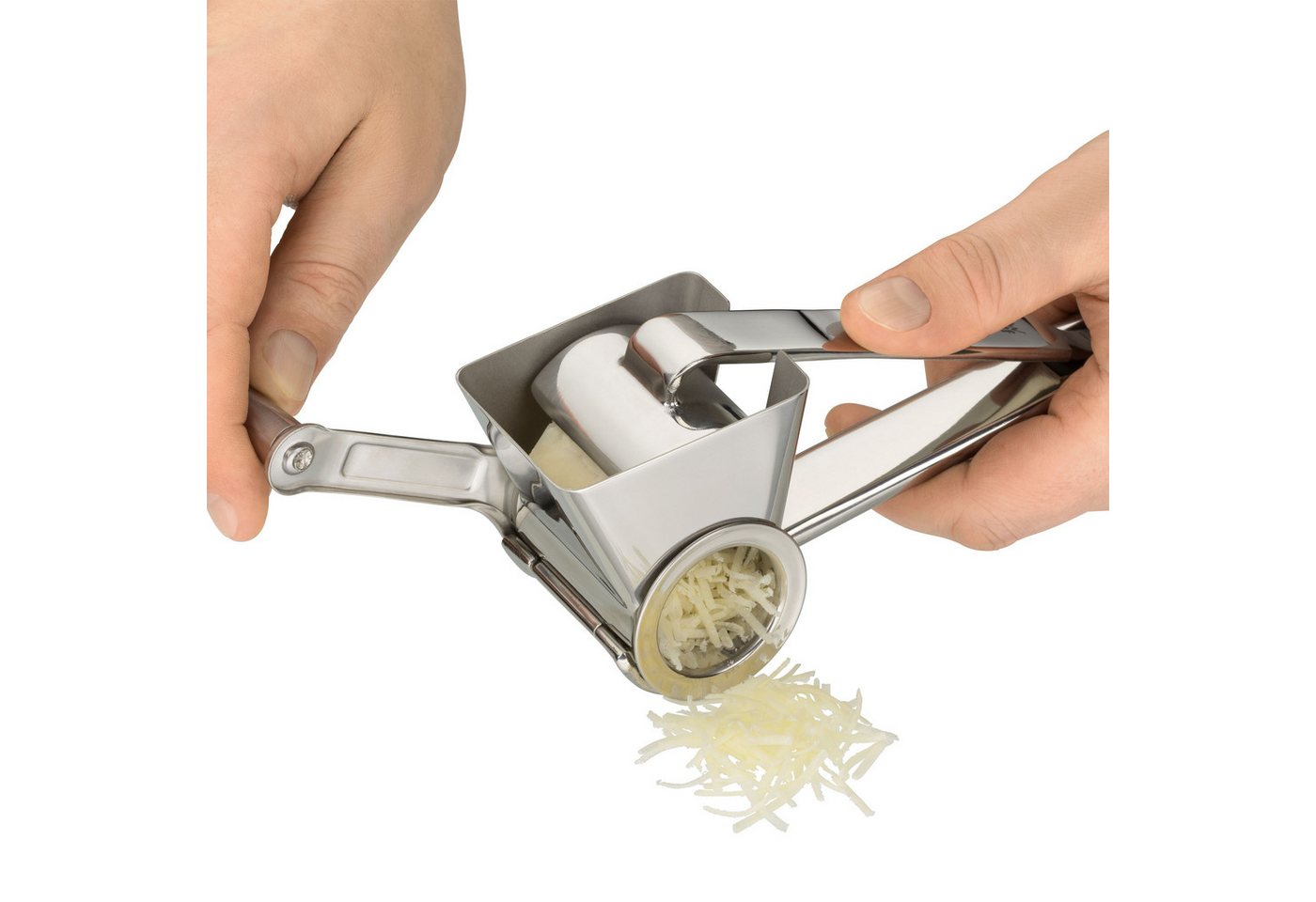 WMF Käsemühle Gourmet manuell, (1 Stück), mit Kurbel, Cromargan Edelstahl, für Parmesan, Nüsse, Schokolade uvm. – Bild 5 von 5