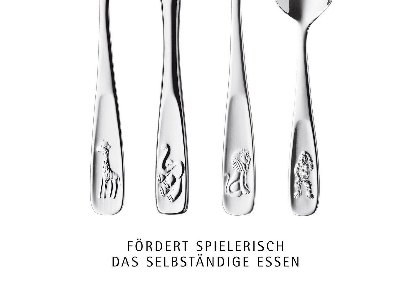 WMF Kinderbesteck Tiere (4-tlg), 1 Personen, Cromargan® Edelstahl Rostfrei 18/10, Kindermesser mit leichtem Wellenschliff – Bild 3 von 5