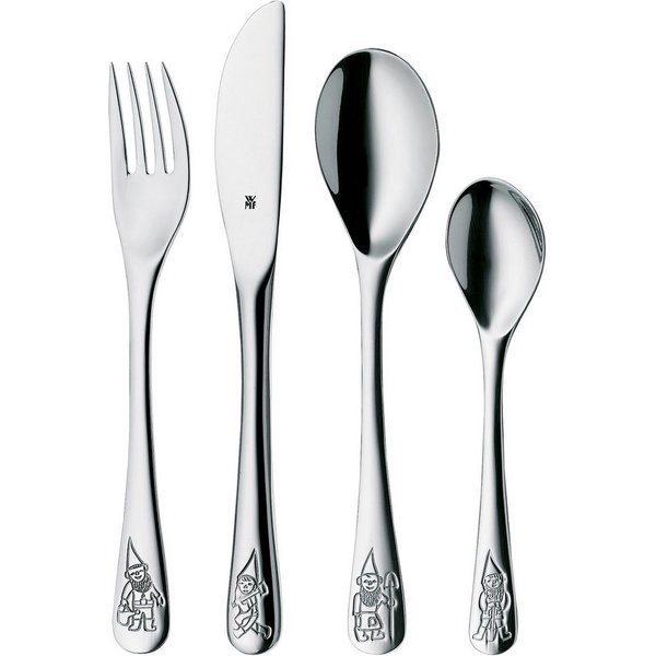 WMF Kinderbesteck Zwerge (4-tlg), 1 Personen, Cromargan® Edelstahl Rostfrei 18/10, ab 3 Jahren, hygienisch, säurefest