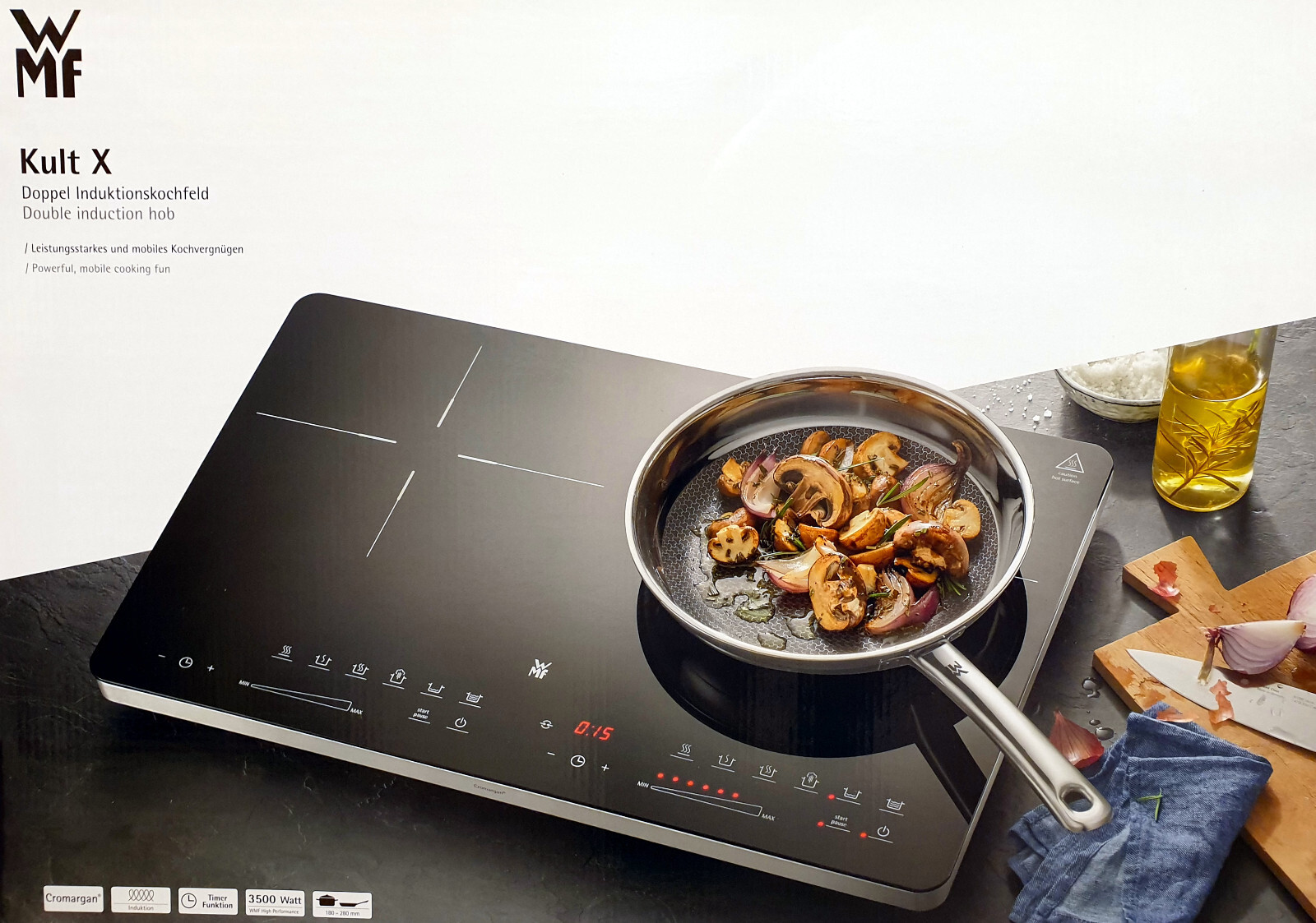 WMF Kult X Doppel-Induktionskochfeld,0415320011,Kochplatte 3500W,InductionCooker