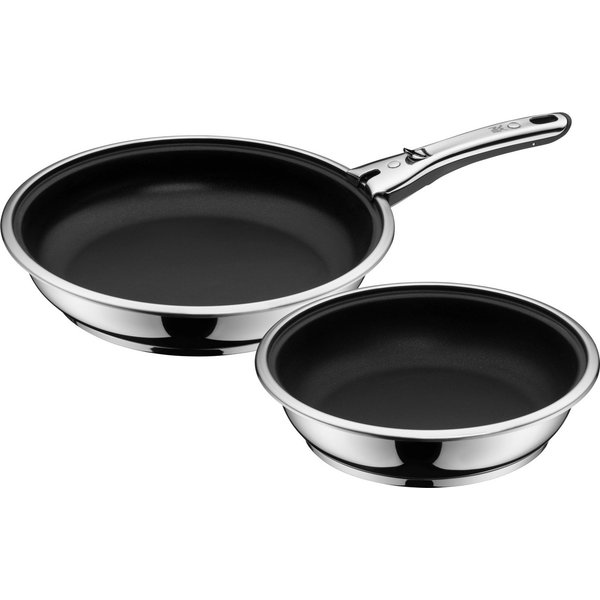 WMF Pfannen-Set Click&Serve Pfannen Set, 3-teilig, Cromargan Edelstahl rostfrei 18/10 (1x Bratpfanne beschichet ohne Griff 24 cm, 1x Bratpfanne beschichet ohne 