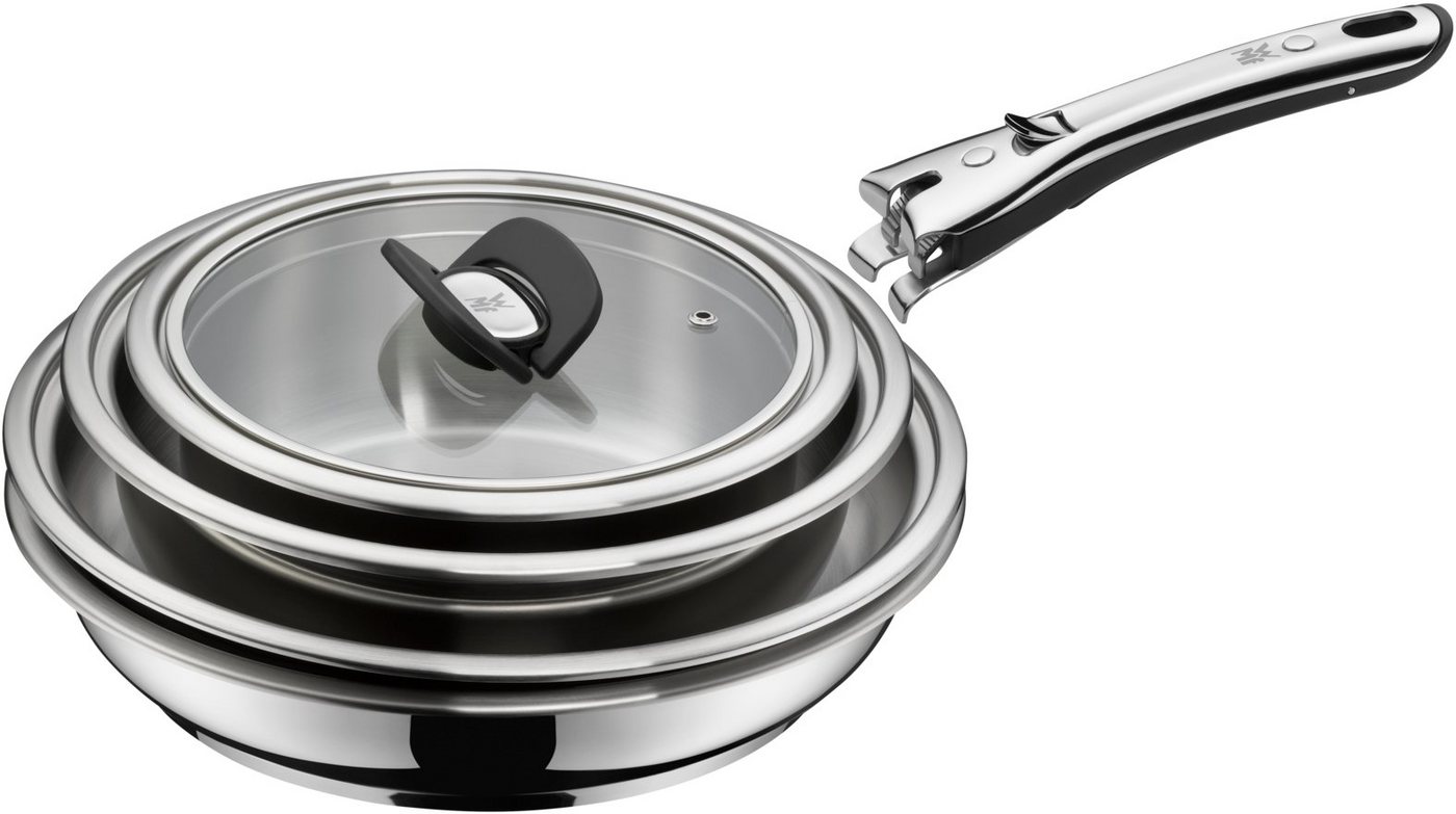 WMF Pfannen-Set Click&Serve Pfannen Set, 3-teilig, Cromargan Edelstahl rostfrei 18/10 (1x Bratpfanne beschichet ohne Griff 24 cm, 1x Bratpfanne beschichet ohne  – Bild 2 von 5