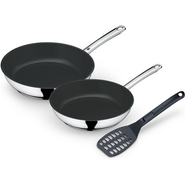 WMF Pfannen-Set Devil, Edelstahlpfanne Induktion mit Antihaftversiegelung, Cromargan® Edelstahl Rostfrei 18/10 (Set, 3-tlg., 2x Bratpfannen Ø 24/28 cm, 1x Pfann