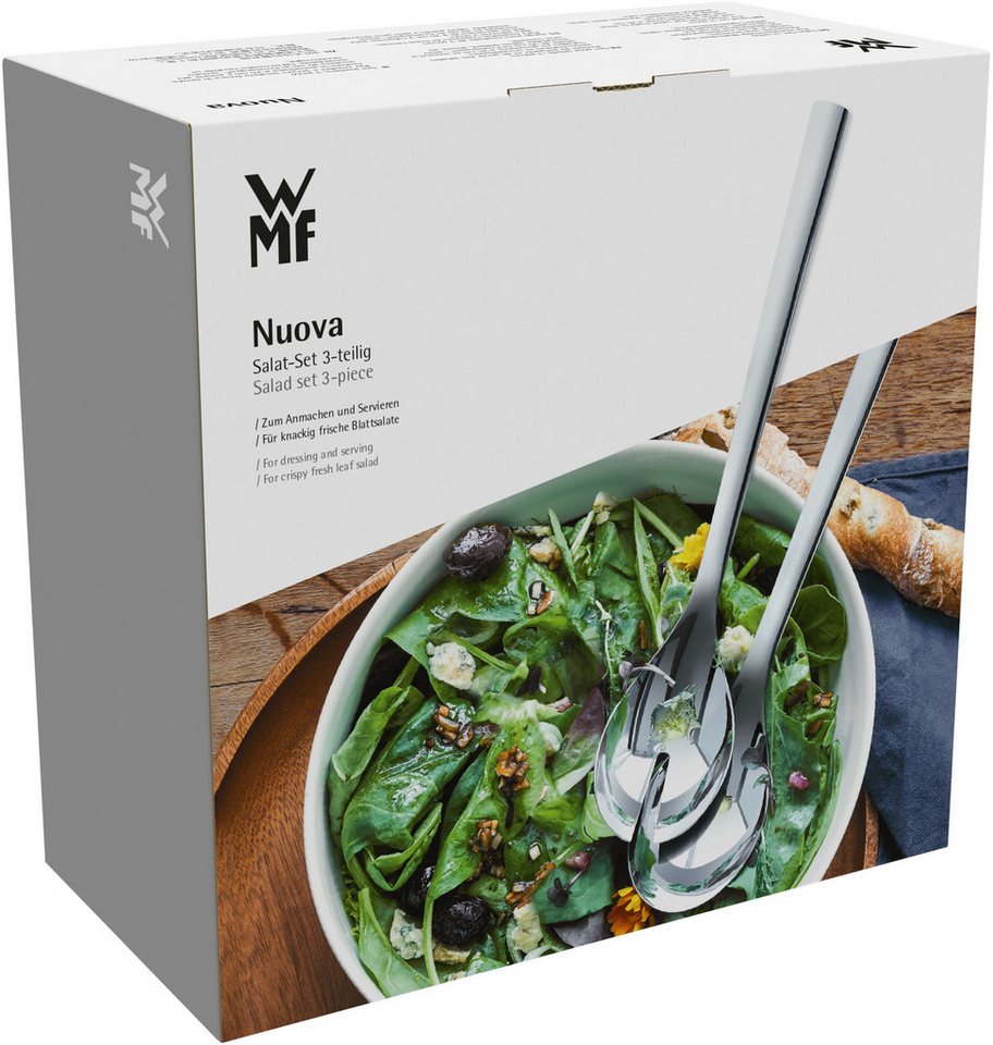 WMF Salatbesteck Nuova (Set, 3-tlg), 2x Salatbesteck, 1x Porzellan-Salatschüssel, Geschenkverpackung – Bild 3 von 4