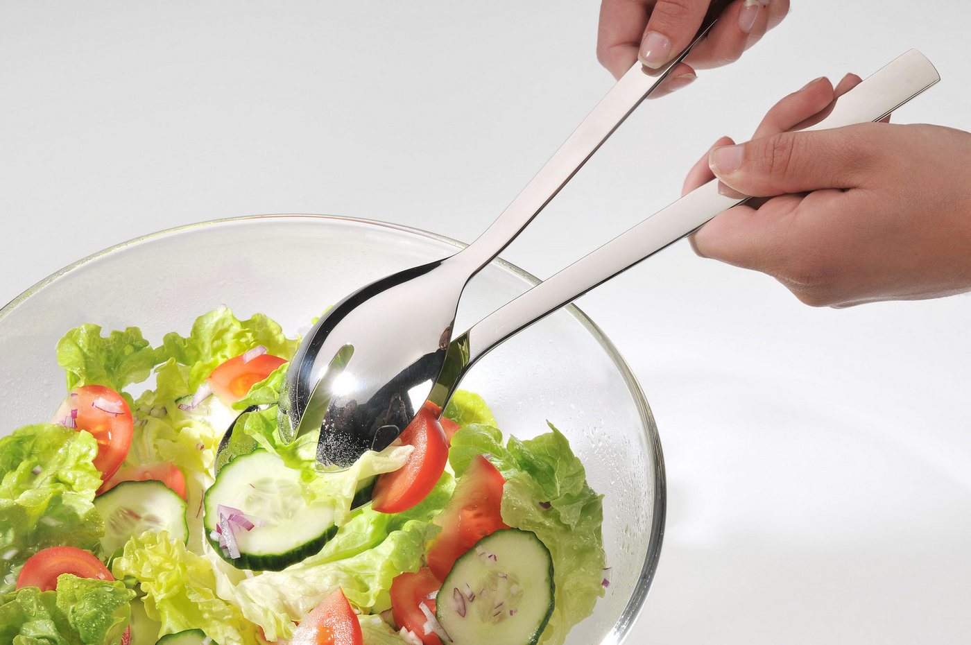 WMF Salatbesteck Nuova (Set, 4-tlg), 2x Salatbesteck, Servierlöffel 25 cm, Serviergabel 20 cm, Cromargan – Bild 4 von 5