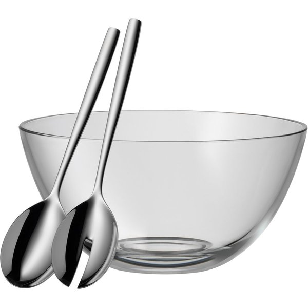 WMF Salatschüssel Taverno, Glas, (Set, 3-tlg), inkl. Salatbesteck, stilvolles Design, spülmaschinengeeignet
