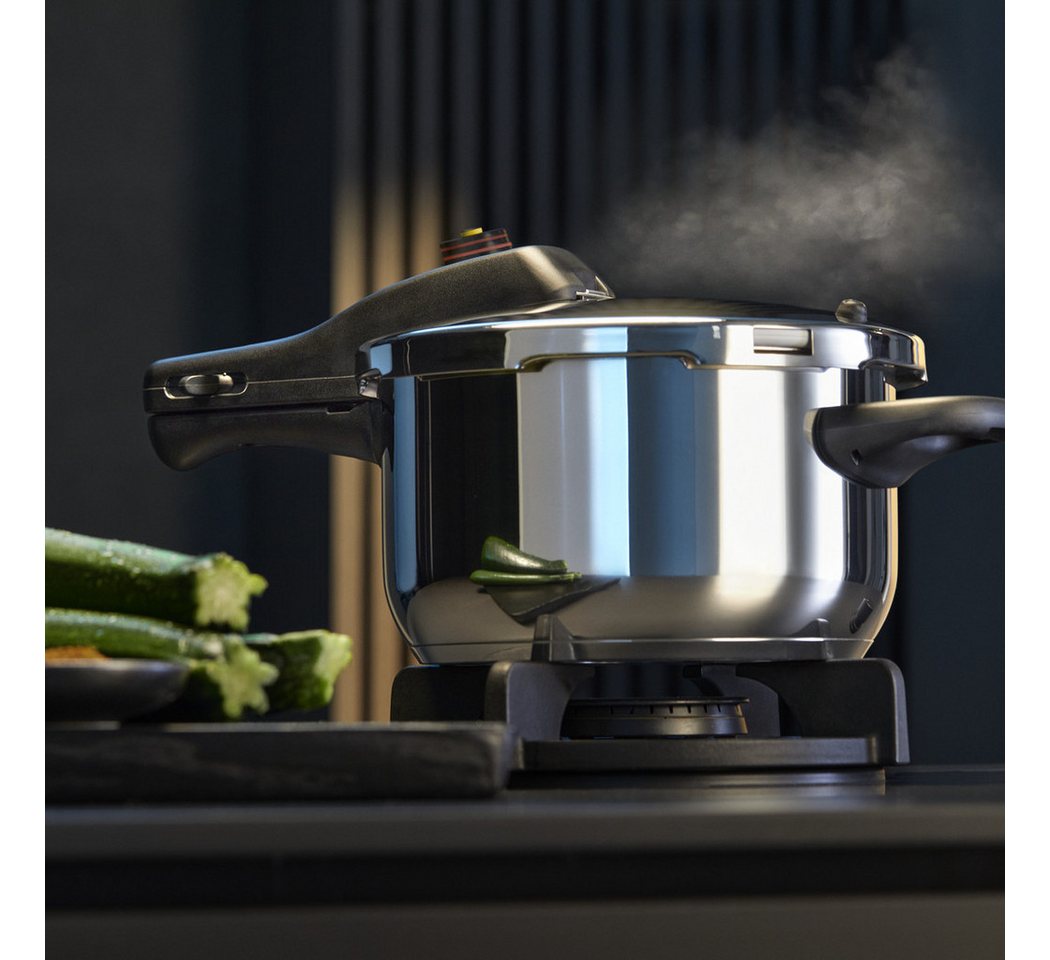 WMF Schnellkochtopf Perfect One Pot, Dampfkochtopf 6,5l + 3l, großes Kochsignal, Induktion, Cromargan® Edelstahl Rostfrei 18/10 (Set, 2-tlg., 1 Druckkochtopf (V – Bild 2 von 5