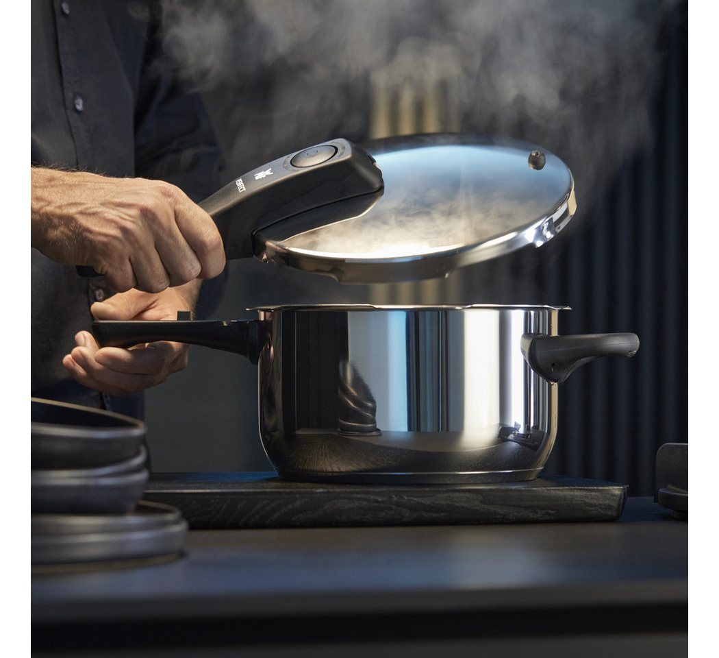 WMF Schnellkochtopf Perfect One Pot, Dampfkochtopf 6,5l + 3l, großes Kochsignal, Induktion, Cromargan® Edelstahl Rostfrei 18/10 (Set, 2-tlg., 1 Druckkochtopf (V – Bild 3 von 5