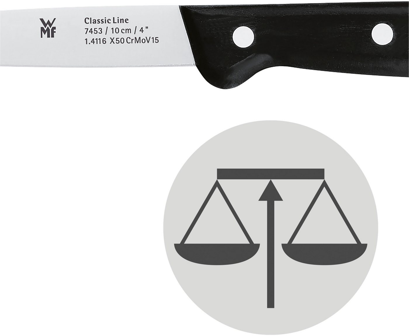 WMF Spickmesser Classic Line, 10 cm, langlebiger Spezialklingenstahl, genieteter Griff – Bild 2 von 2