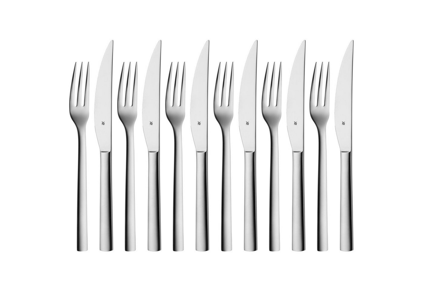 WMF Steakbesteck Nuova (12-tlg), 6 Personen, Cromargan® Edelstahl Rostfrei 18/10, Solide Monobloc Steakmesser – Bild 2 von 5