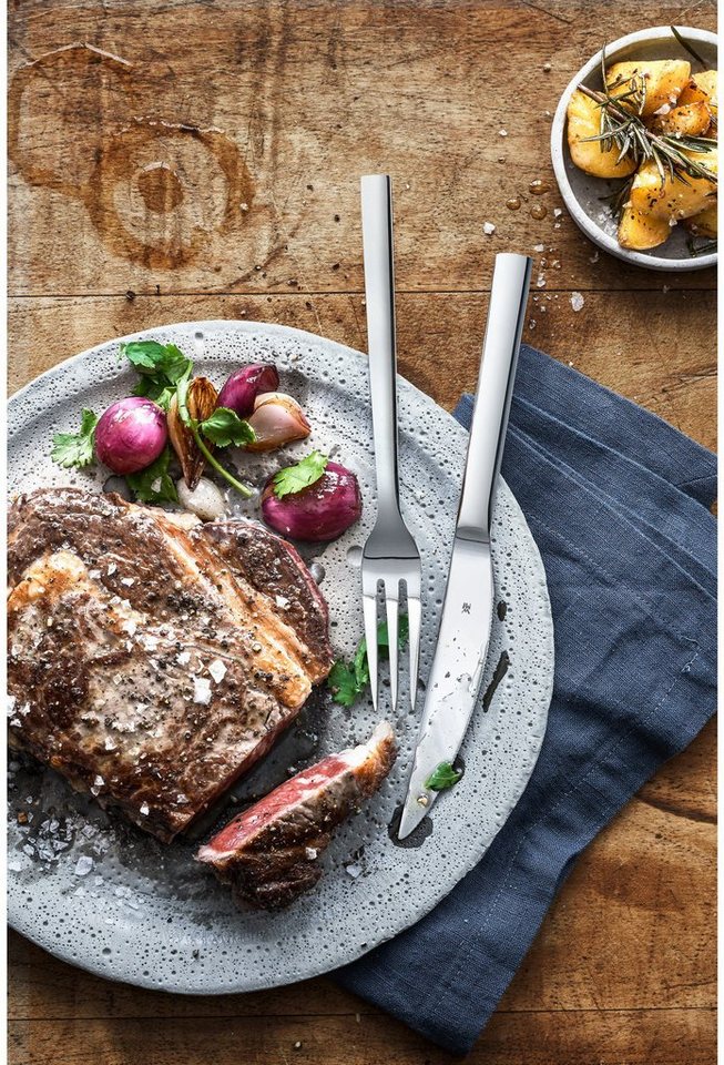 WMF Steakbesteck Nuova (12-tlg), 6 Personen, Cromargan® Edelstahl Rostfrei 18/10, Solide Monobloc Steakmesser – Bild 3 von 5
