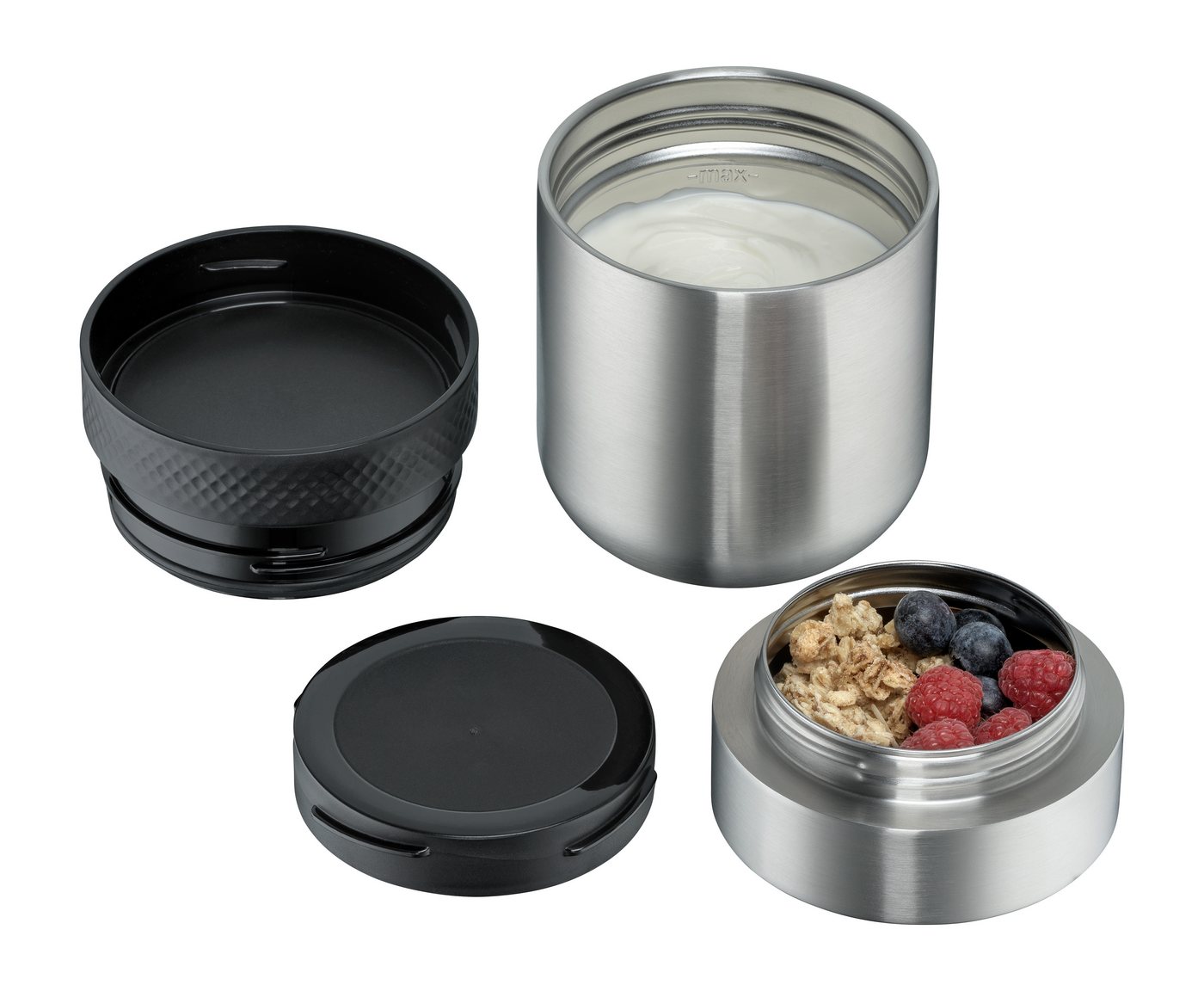 WMF Thermobehälter My2Go, Cromargan® Edelstahl Rostfrei 18/10, (Set, 2-tlg), 300 ml (12h kalt, 6h warm) + 200 ml – Bild 4 von 5