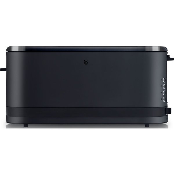WMF Toaster KÜCHENminis Deep Black, Lanschlitztoaster, mit Brötchenaufsatz, 1 langer Schlitz, für 2 XXL-Toastscheiben, 900 W, 7 variable Bräunungsstufen, Brotze