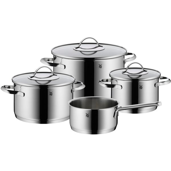 WMF Topf-Set Aparto Topf-Set, 4-teilig, Cromargan Edelstahl 18/10 (poliert, unbeschichtet - rostfrei), spülmaschinengeeignet, hitzebeständig und backofengeeigne