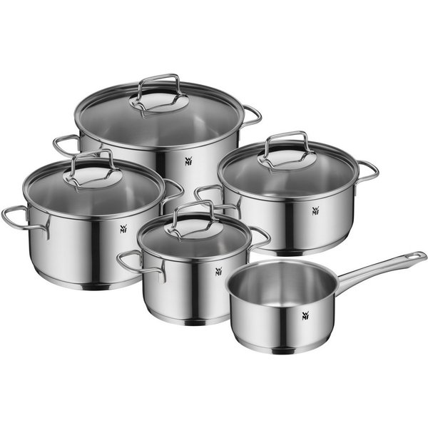 WMF Topf-Set Astoria Topf-Set, 5-teilig, Cromargan® Edelstahl Rostfrei 18/10 (Induktion, mit Glasdeckel), hitzebeständig und backofengeeignet bis 250°C