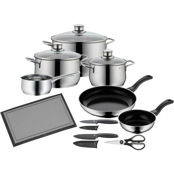 WMF Topf-Set Diadem Plus, Cromargan® Edelstahl Rostfrei 18/10 (Set, 15-tlg), Starter-Set, rostfrei, spülmaschinengeeignet, poliert, hitzebeständig