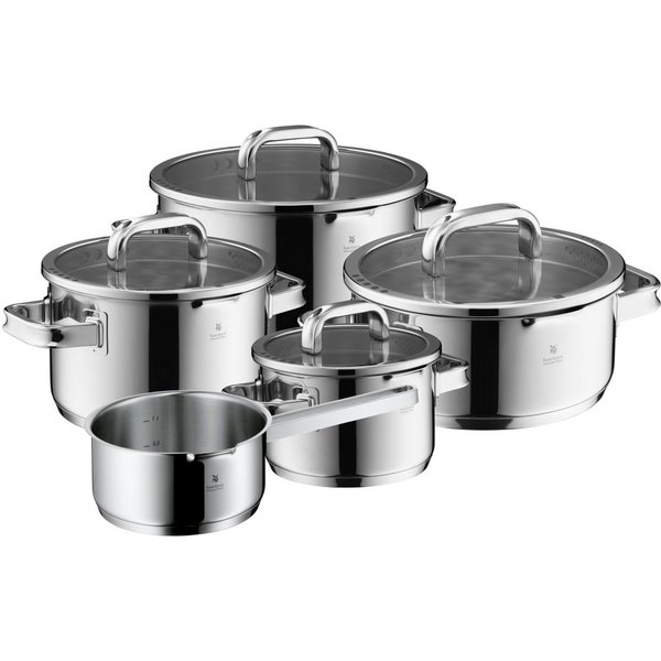WMF Topf-Set Function 4 Advanced Topf-Set, 5-teilig, Cromargan® Edelstahl rostfrei 18/10 (Vorteils-Set, 1xBratentopf mit Deckel, 3xFleischtopf mit Deckel, 1x St