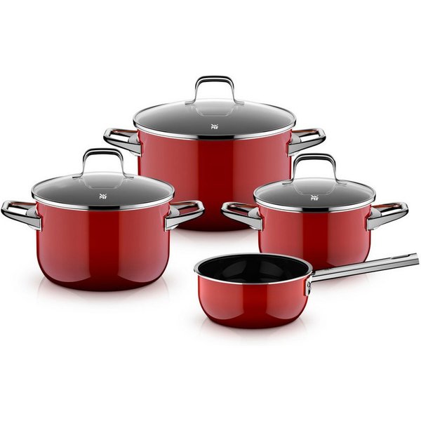 WMF Topf-Set Fusiontec Essential Pro, Glas, Edelstahl (Set, 7-tlg), kratzfeste Oberfläche, wärmereduzierende Hohlgriffe, Made in Germany