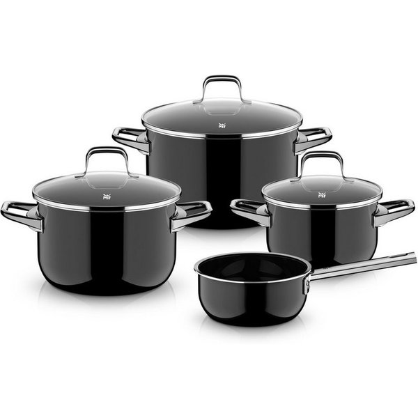 WMF Topf-Set Fusiontec Essential Pro, Glas, Edelstahl (Set, 7-tlg), kratzfeste Oberfläche, wärmereduzierende Hohlgriffe, Made in Germany