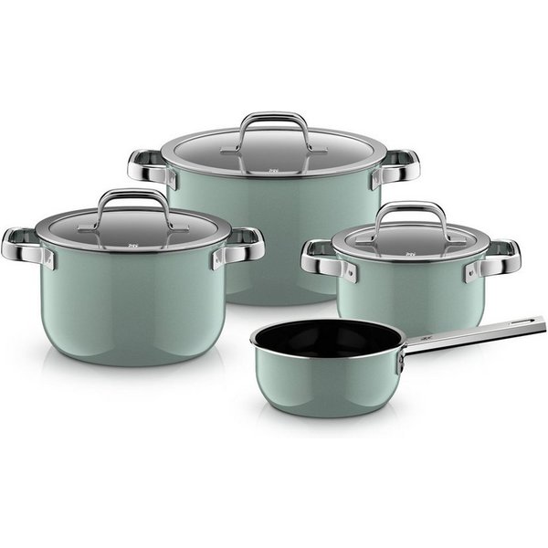 WMF Topf-Set Fusiontec Mineral Pro, Topf-Set, 4-teilig, Eucalyptus Haze, Fusiontec (kratzfestes Material, 4-tlg., für alle Herdarten geeignet), Made in Germany