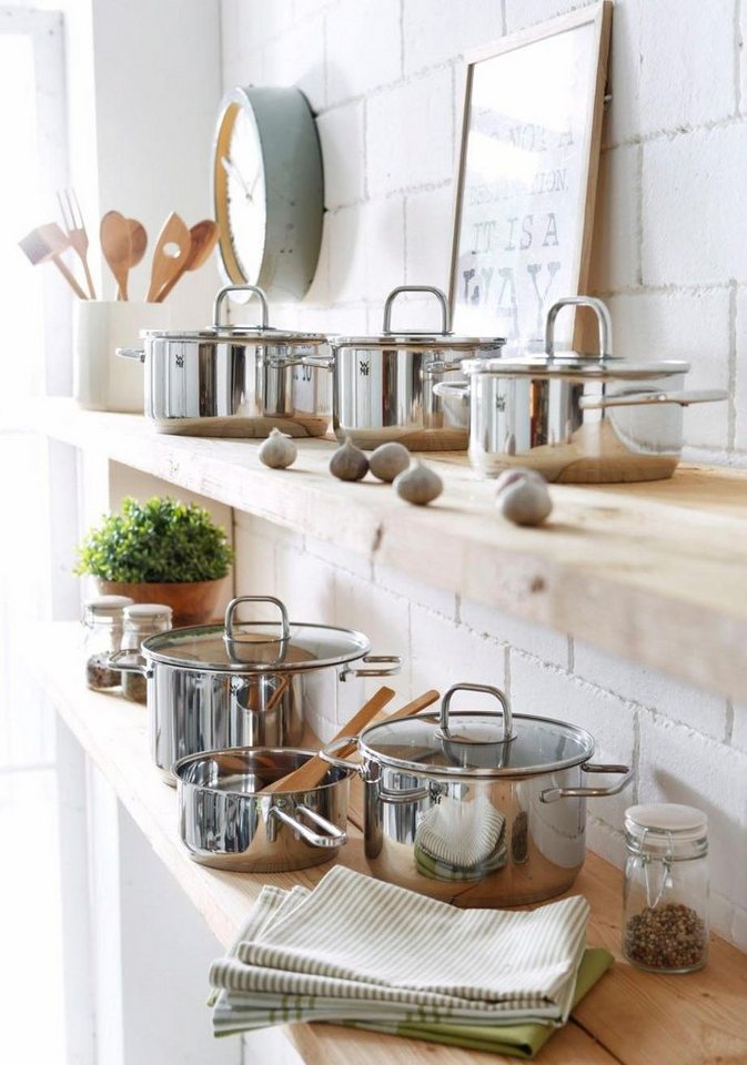 WMF Topf-Set Inspiration Induktion, Kochtopf Set mit Glasdeckel, Cromargan® Edelstahl Rostfrei 18/10 (Set, 11-tlg., 2x Bratentopf Ø 16/20cm, 3x Fleischtopf Ø 16 – Bild 3 von 5