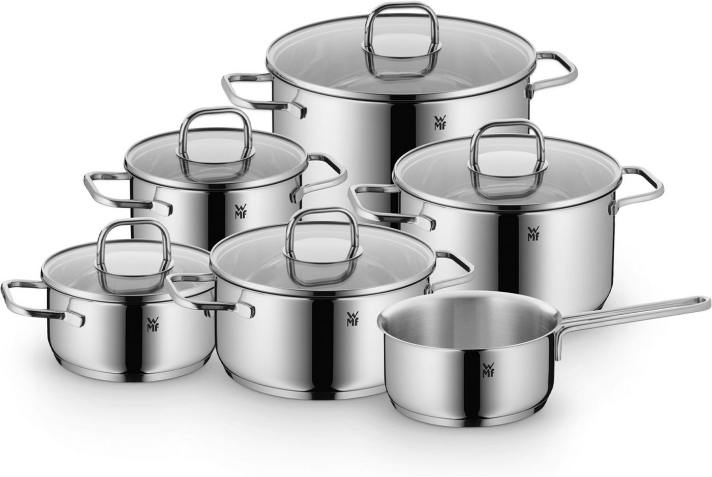 WMF Topf-Set Inspiration Induktion, Kochtopf Set mit Glasdeckel, Cromargan® Edelstahl Rostfrei 18/10 (Set, 11-tlg., 2x Bratentopf Ø 16/20cm, 3x Fleischtopf Ø 16 – Bild 5 von 5