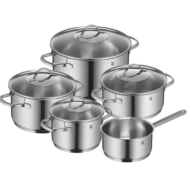 WMF Topf-Set Provence Plus Topf Set, 5-teilig, Cromargan® Edelstahl rostfrei 18/10 (mit Glasdeckel, mit Glasdeckel), hitzebeständig und backofengeeignet bis 250