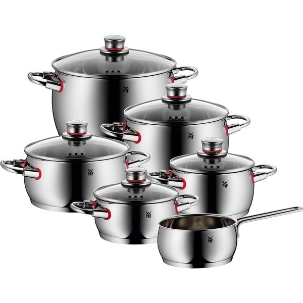 WMF Topf-Set Quality One, Cromargan® Edelstahl Rostfrei 18/10 (Set, 11-tlg), Cool+ Technologie für wärmereduzierte Griffe, breiter Schüttrand