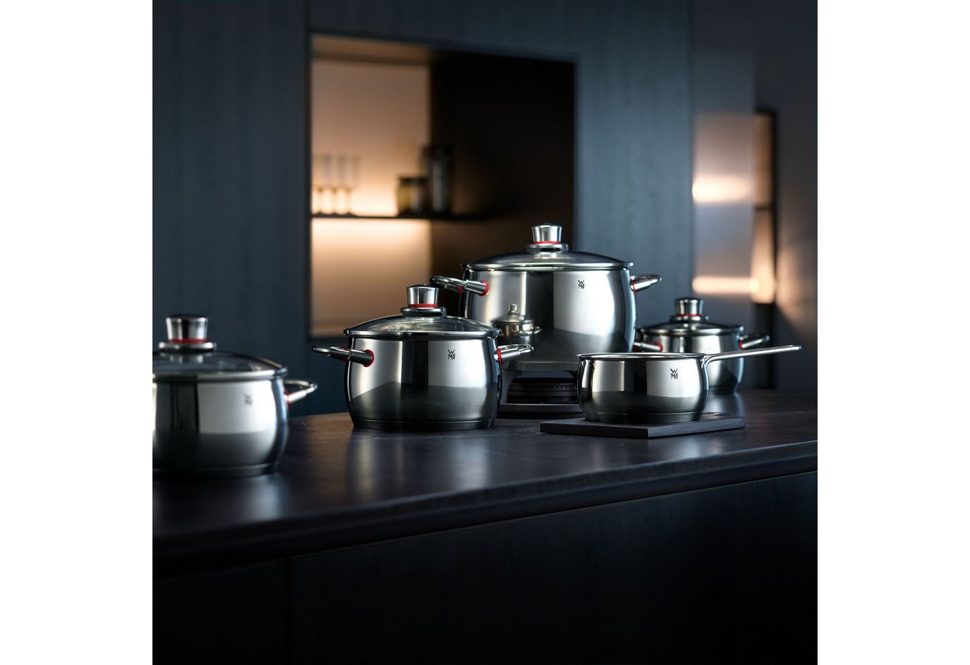 WMF Topf-Set Quality One Induktion 5-teilig, Kochtopf Set mit Glasdeckel, Cromargan® Edelstahl Rostfrei 18/10 (Set, 5-tlg., Bratentopf Ø 20 cm, Fleischtopf Ø 16 – Bild 5 von 5