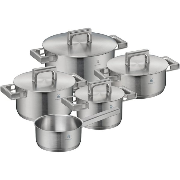 WMF Topf-Set Ultimate Cool+ Induktion, Kochtopf Set mit Edelstahldeckel, Cromargan® Edelstahl Rostfrei 18/10 (Set, 9-tlg), Induktionstöpfe Set unbeschichtet, wä
