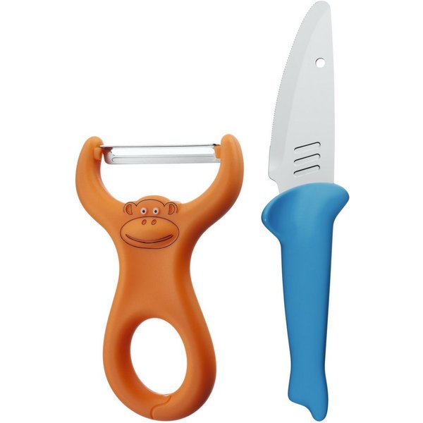WMF Topf-Set Willy Mia Fred, (1 x Messer für Kinder (Länge 17,0 cm), 1 x Schäler für Kinder (Länge 1)