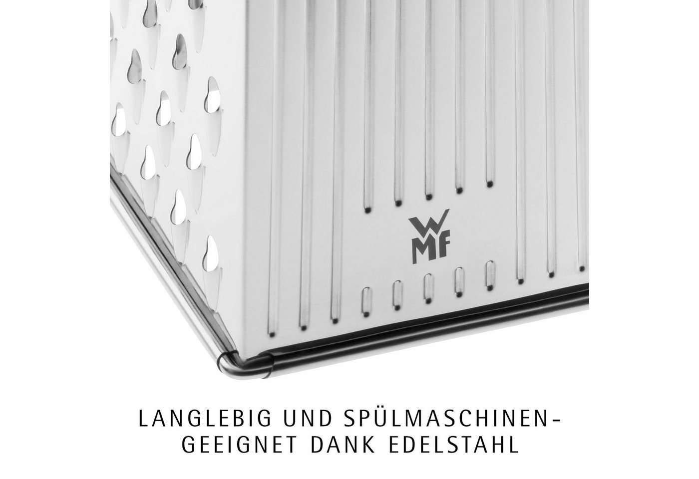 WMF Vierkantreibe mit 4 -in-1-System, Cromargan® Edelstahl Rostfrei 18/10, (1-St., zum Reiben, Schneiden, Raspeln und feinen Zerkleinern), Ergonomisch, stabiler – Bild 4 von 5