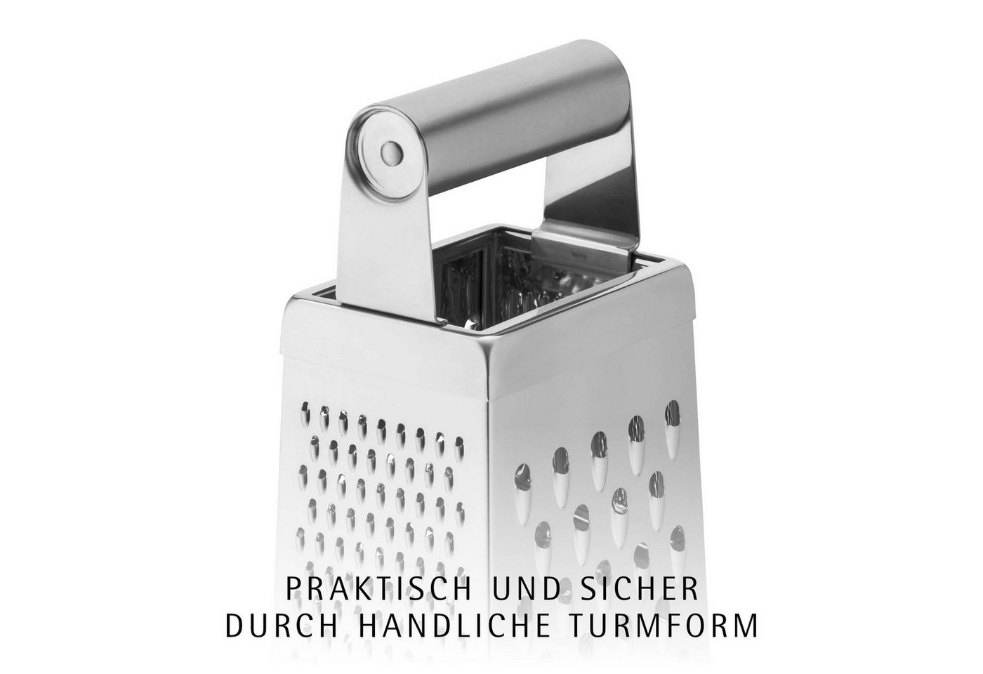 WMF Vierkantreibe mit 4 -in-1-System, Cromargan® Edelstahl Rostfrei 18/10, (1-St., zum Reiben, Schneiden, Raspeln und feinen Zerkleinern), Ergonomisch, stabiler – Bild 5 von 5