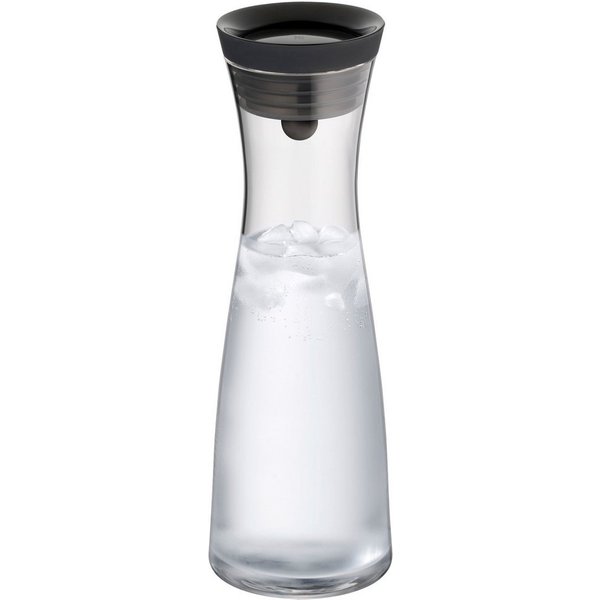 WMF Wasserkaraffe Basic für Kalt- und Warmgetränke, Silikonrand, 1 l Fassungsvermögen, Close-Up-Verschluss ink. integriertem Sieb, spülmaschinengeeignet
